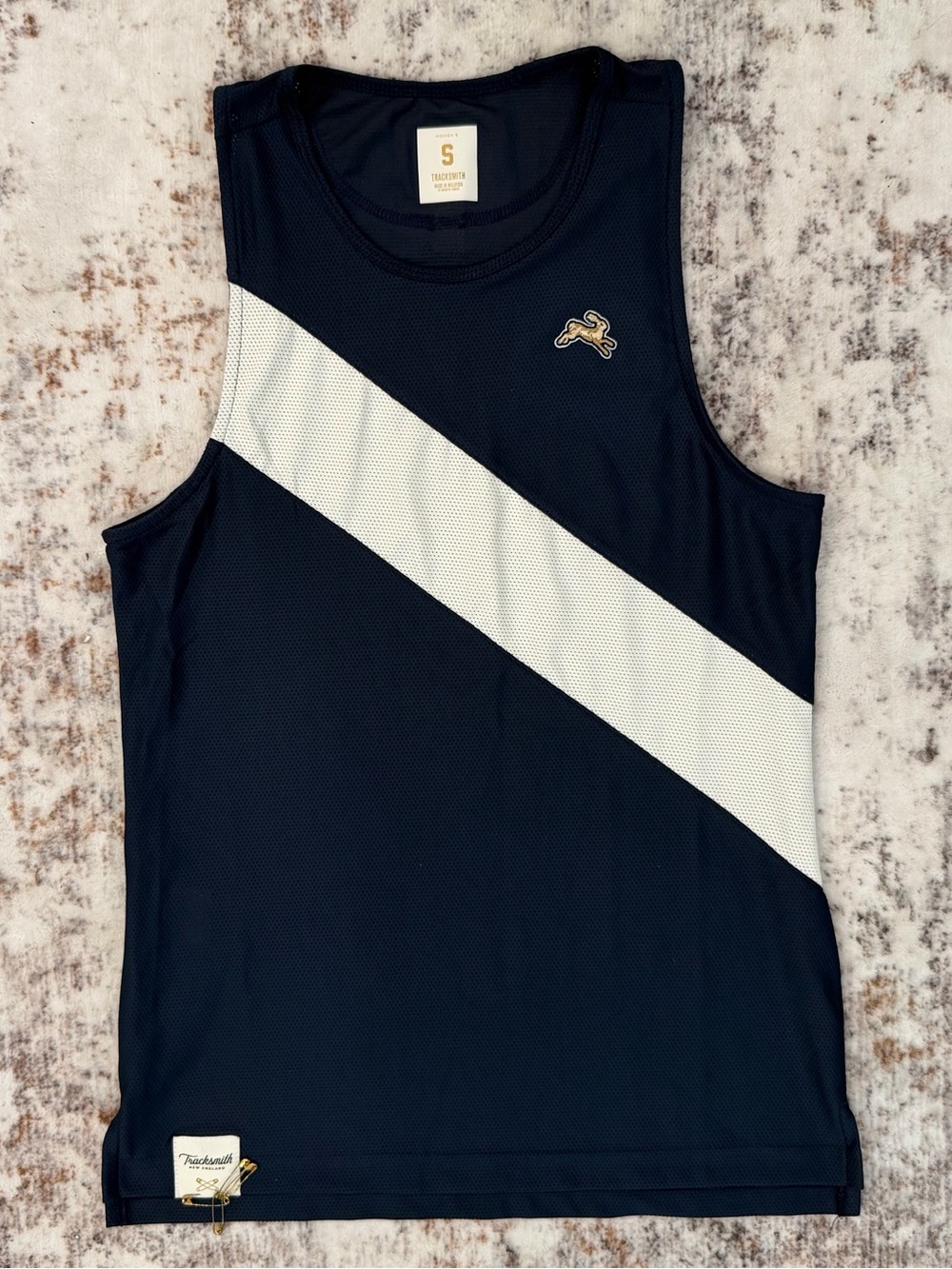 Tracksmith, Navy Blue, Mesh, Running, Van Cortlandt Singlet Tank Top | W Small